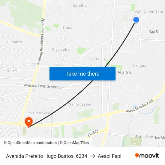 Avenida Prefeito Hugo Bastos, 6234 to Aespi Fapi map