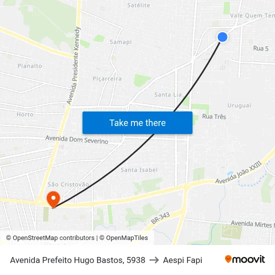 Avenida Prefeito Hugo Bastos, 5938 to Aespi Fapi map