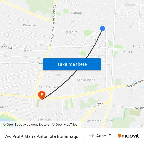 Av. Profᵃ Maria Antonieta Burlamaqui, 5357 to Aespi Fapi map