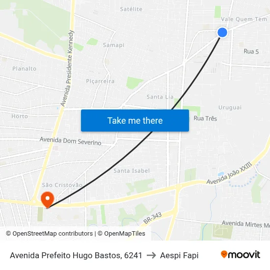 Avenida Prefeito Hugo Bastos, 6241 to Aespi Fapi map