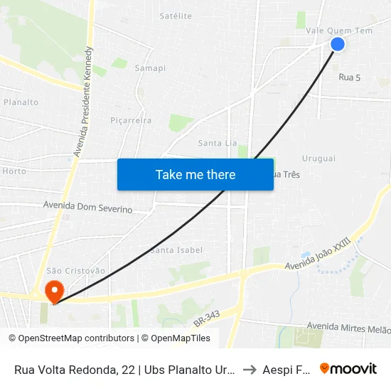 Rua Volta Redonda, 22 | Ubs Planalto Uruguai to Aespi Fapi map