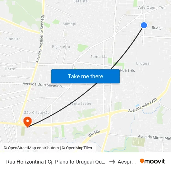 Rua Horizontina | Cj. Planalto Uruguai-Quadra A02, 13 to Aespi Fapi map