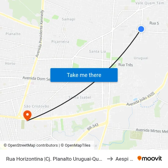 Rua Horizontina |Cj. Planalto Uruguai-Quadra A04, 10 to Aespi Fapi map