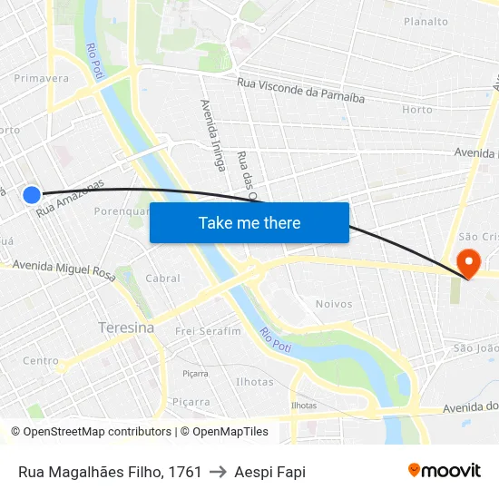 Rua Magalhães Filho, 1761 to Aespi Fapi map