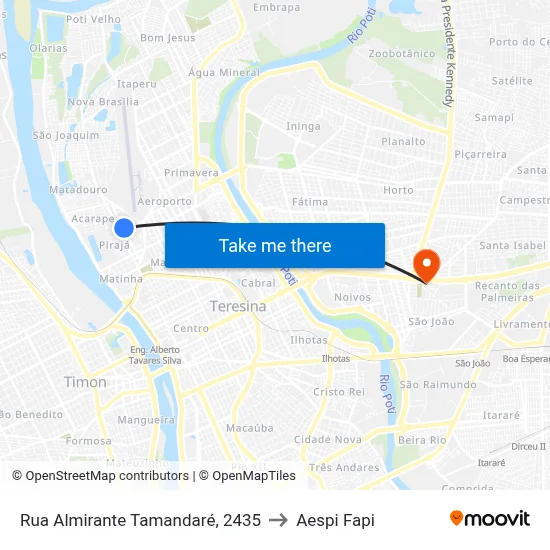 Rua Almirante Tamandaré, 2435 to Aespi Fapi map