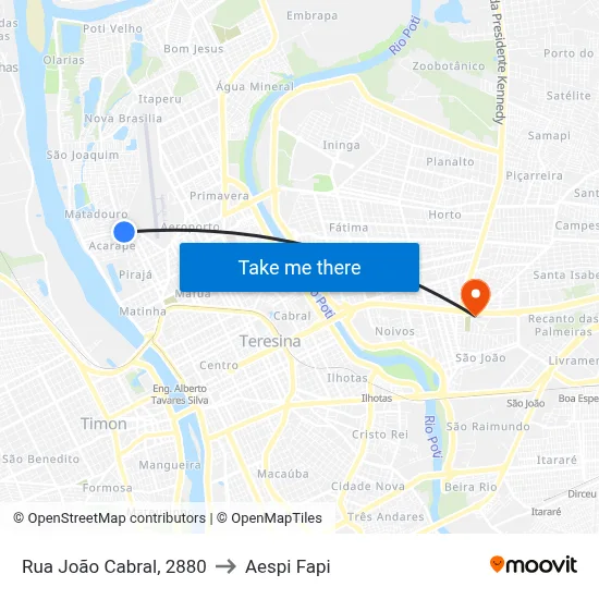 Rua João Cabral, 2880 to Aespi Fapi map