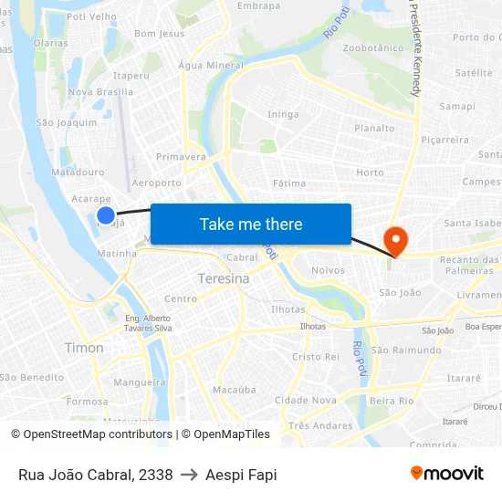 Rua João Cabral, 2338 to Aespi Fapi map