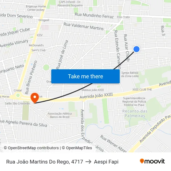 Rua João Martins Do Rego, 4717 to Aespi Fapi map