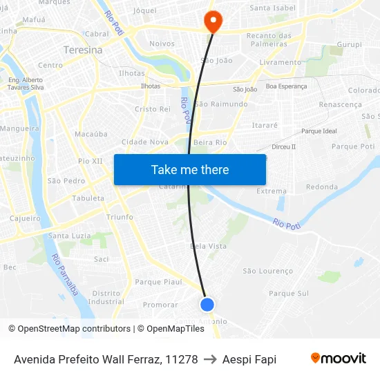 Avenida Prefeito Wall Ferraz, 11278 to Aespi Fapi map