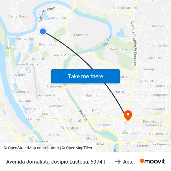 Avenida Jornalista Josípio Lustosa, 5974 | Praça Do Escolão Do Mocambinho to Aespi Fapi map