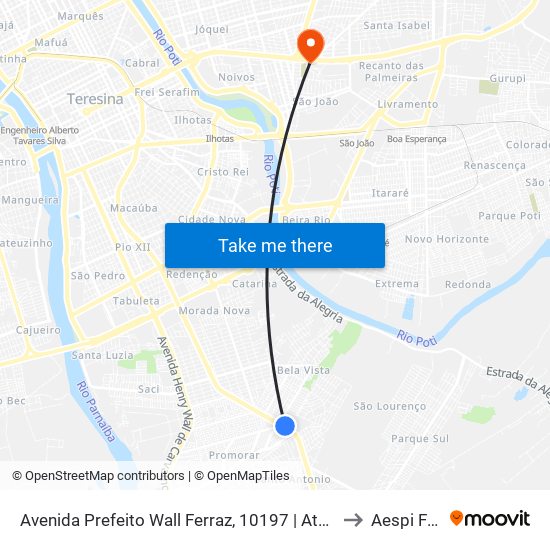 Avenida Prefeito Wall Ferraz, 10197 | Atacadão to Aespi Fapi map