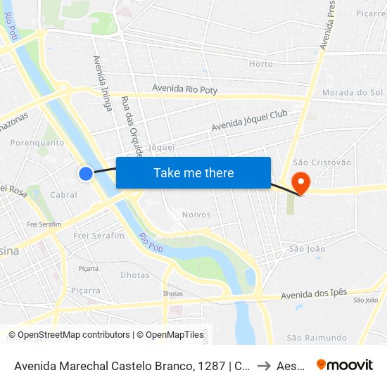 Avenida Marechal Castelo Branco, 1287 | Câmara Municipal De Teresina to Aespi Fapi map