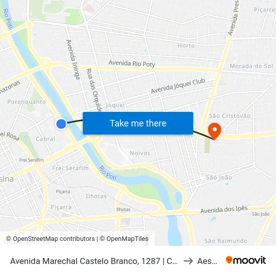 Avenida Marechal Castelo Branco, 1287 | Câmara Municipal De Teresina to Aespi Fapi map