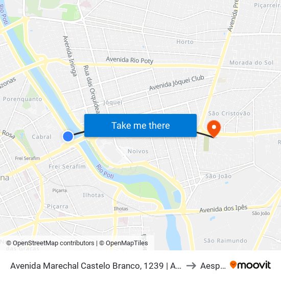 Avenida Marechal Castelo Branco, 1239 | Arca/Assembléia Legislativa to Aespi Fapi map