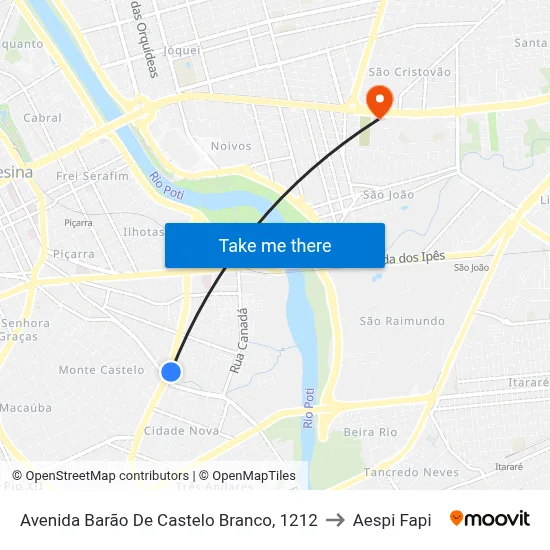 Avenida Barão De Castelo Branco, 1212 to Aespi Fapi map