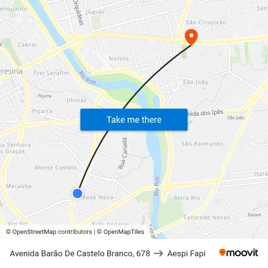 Avenida Barão De Castelo Branco, 678 to Aespi Fapi map