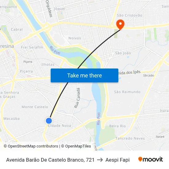 Avenida Barão De Castelo Branco, 721 to Aespi Fapi map