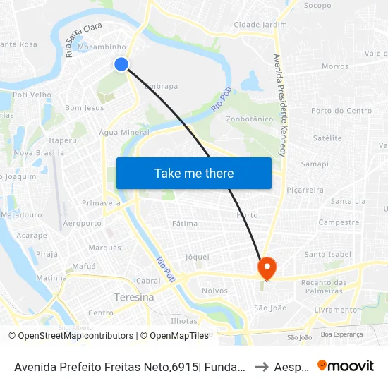 Avenida Prefeito Freitas Neto,6915| Fundação Francisca Trindade to Aespi Fapi map