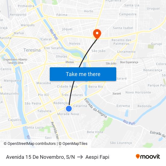 Avenida 15 De Novembro, S/N to Aespi Fapi map