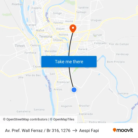 Av. Pref. Wall Ferraz / Br 316, 1276 to Aespi Fapi map