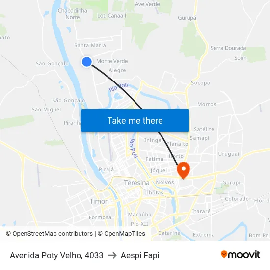 Avenida Poty Velho, 4033 to Aespi Fapi map