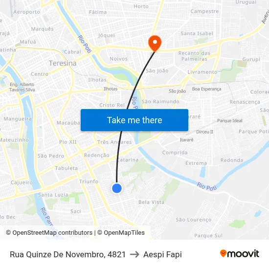 Rua Quinze De Novembro, 4821 to Aespi Fapi map