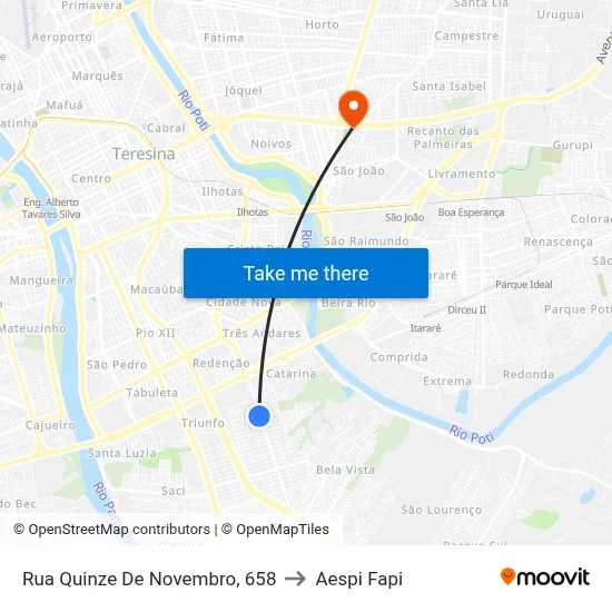 Rua Quinze De Novembro, 658 to Aespi Fapi map