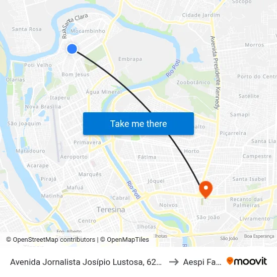 Avenida Jornalista Josípio Lustosa, 6249 to Aespi Fapi map