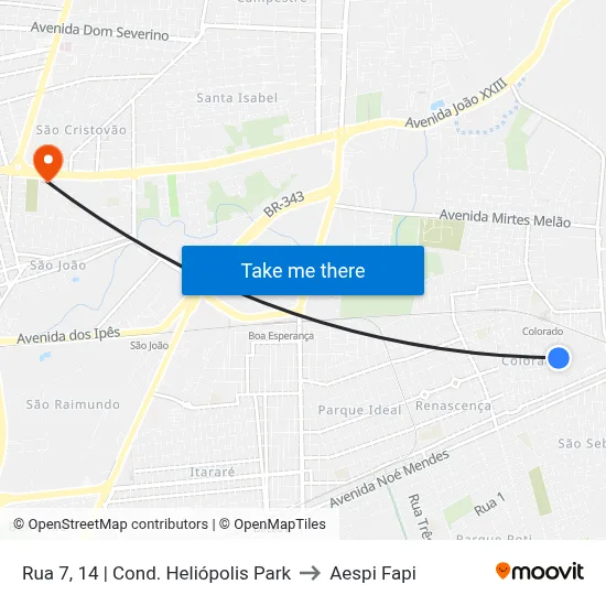 Rua 7, 14 | Cond. Heliópolis Park to Aespi Fapi map