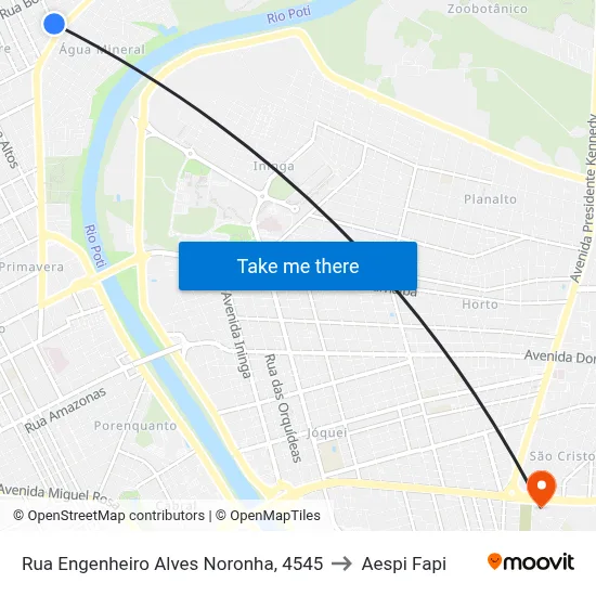 Rua Engenheiro Alves Noronha, 4545 to Aespi Fapi map