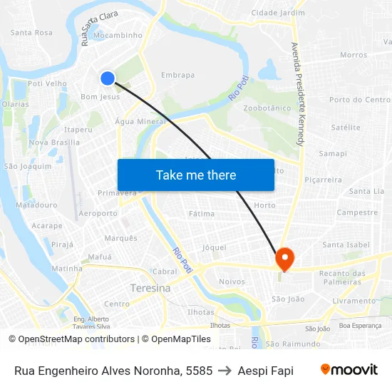 Rua Engenheiro Alves Noronha, 5585 to Aespi Fapi map
