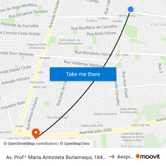 Av. Profᵃ Maria Antonieta Burlamaqui, 1841 | Praça Da Piçarreira to Aespi Fapi map