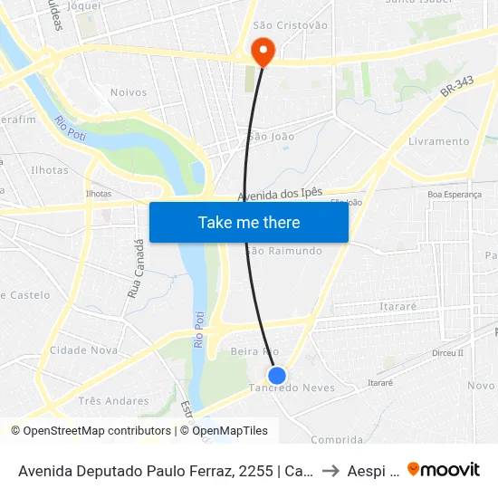 Avenida Deputado Paulo Ferraz, 2255 | Carvalho Mercadão to Aespi Fapi map