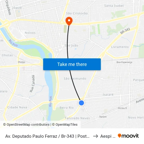 Av. Deputado Paulo Ferraz / Br-343 | Posto Chris - Ipiranga to Aespi Fapi map
