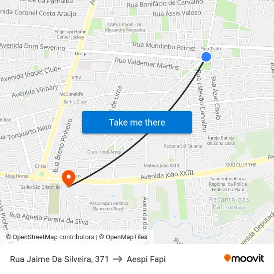 Rua Jaime Da Silveira, 371 to Aespi Fapi map