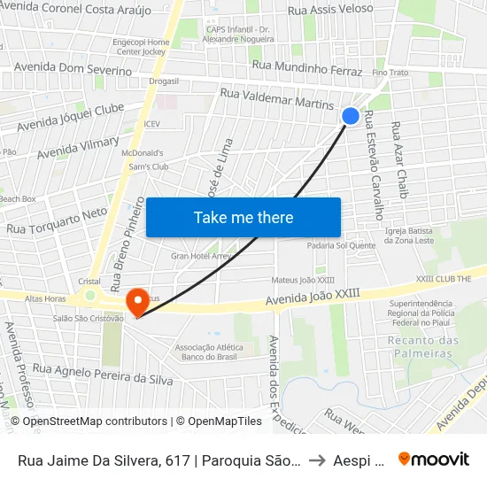 Rua Jaime Da Silvera, 617 | Paroquia São Cristóvão to Aespi Fapi map