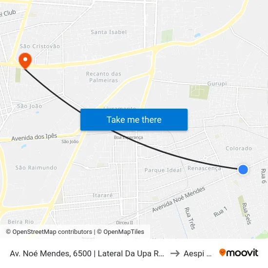 Av. Noé Mendes, 6500 | Lateral Da Upa Renascença to Aespi Fapi map