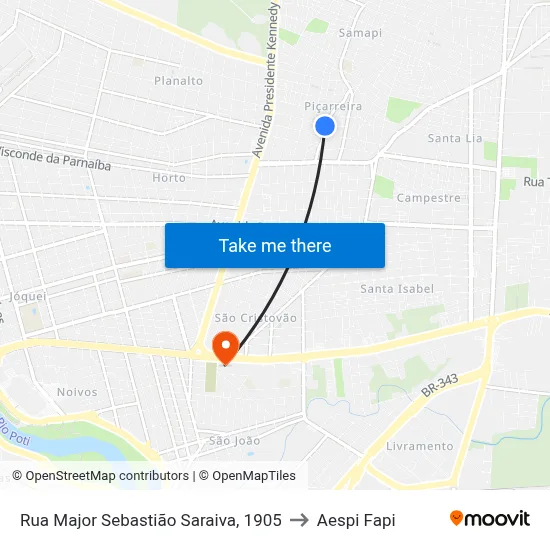 Rua Major Sebastião Saraiva, 1905 to Aespi Fapi map