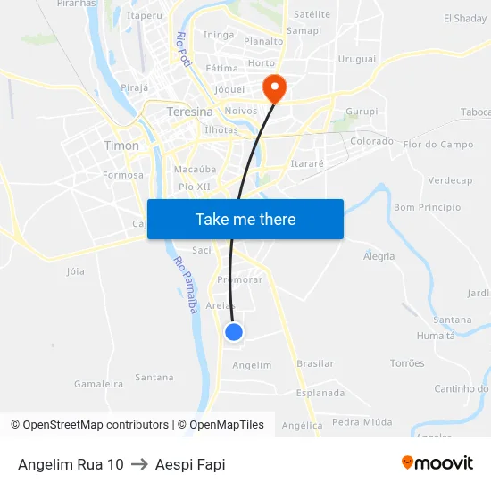 Angelim Rua 10 to Aespi Fapi map