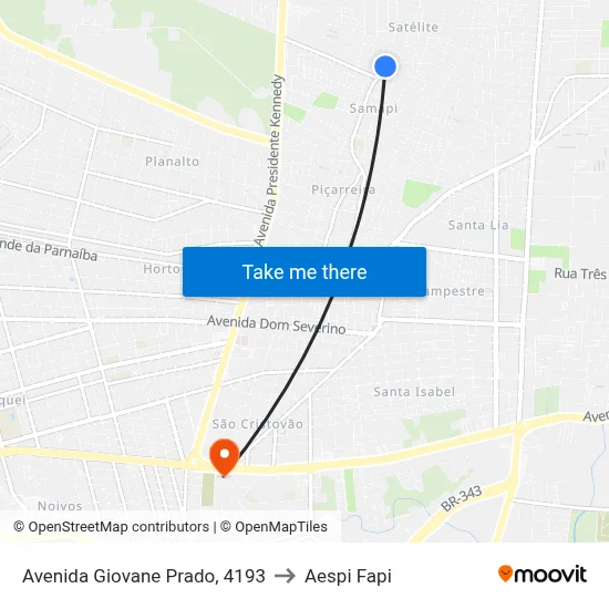 Avenida Giovane Prado, 4193 to Aespi Fapi map