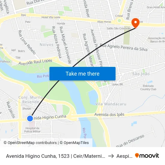 Avenida Higino Cunha, 1523 | Ceir/Maternidade Evangelina Rosa to Aespi Fapi map