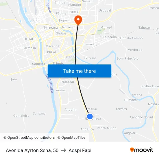 Avenida Ayrton Sena, 50 to Aespi Fapi map