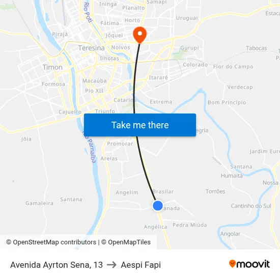 Avenida Ayrton Sena, 13 to Aespi Fapi map