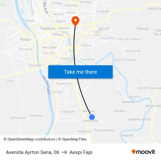 Avenida Ayrton Sena, 06 to Aespi Fapi map
