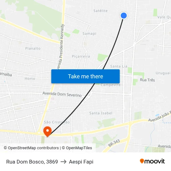 Rua Dom Bosco, 3869 to Aespi Fapi map
