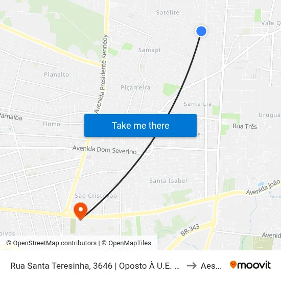 Rua Santa Teresinha, 3646 | Oposto À  U.E. Dep. Joaquim Gomes Calado to Aespi Fapi map