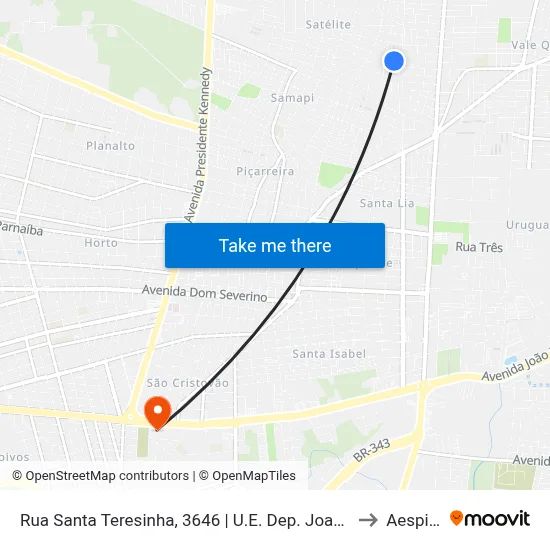 Rua Santa Teresinha, 3646 | U.E. Dep. Joaquim Gomes Calado to Aespi Fapi map