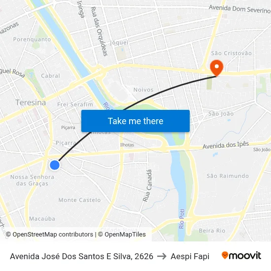 Avenida José Dos Santos E Silva, 2626 to Aespi Fapi map