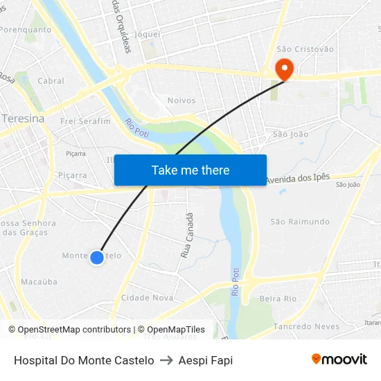 Hospital Do Monte Castelo to Aespi Fapi map