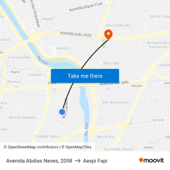 Avenida Abdias Neves, 2058 to Aespi Fapi map